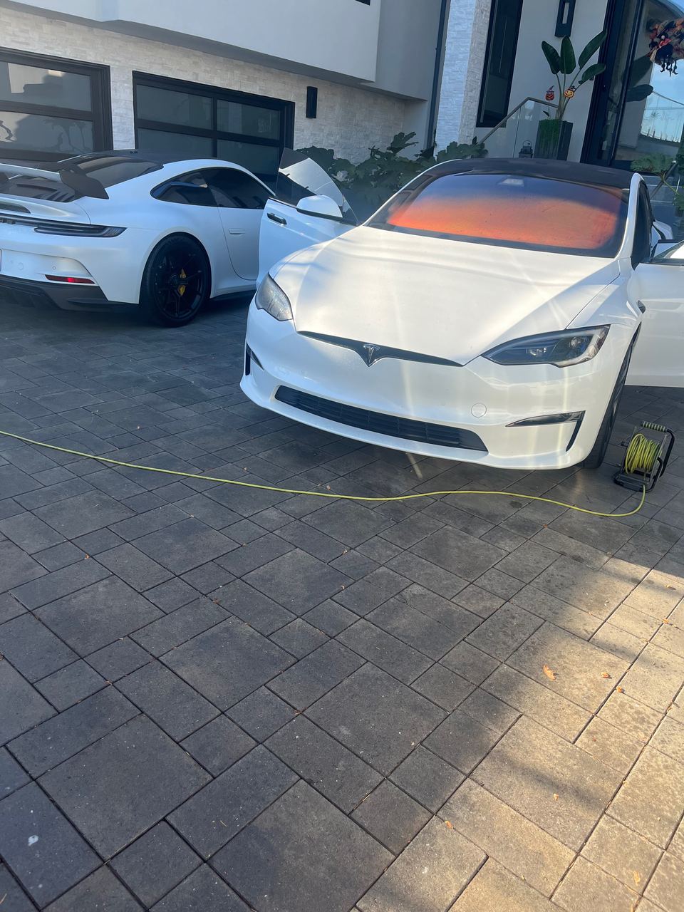 White Tesla Model S detailed